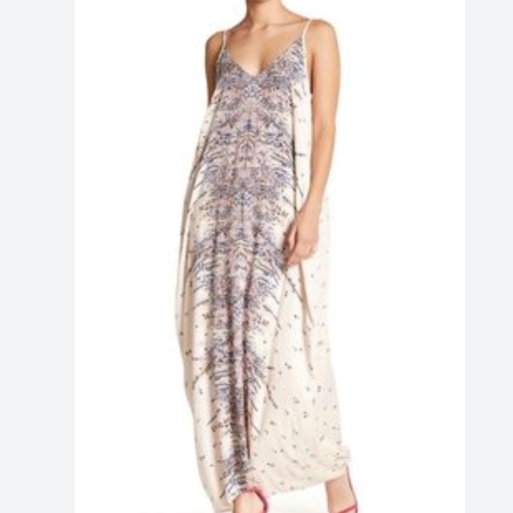 Lovestitch Cream Pink Floral Cottagecore Coquette V-Neck Maxi Dress Size S/M